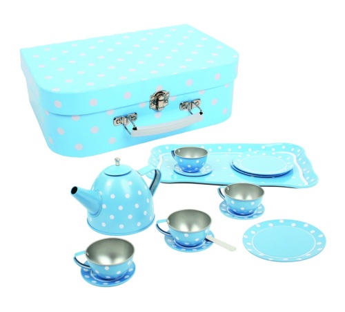 Bigjigs Blue Polka Dot Tin Tea Set