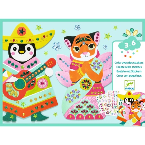 DJECO Crear Con Pegatinas – Peluquería Y Estrellas | Manualidades Creativas Para Niños De 6 Años | Set De Arte Con Adhesivos Reposicionables