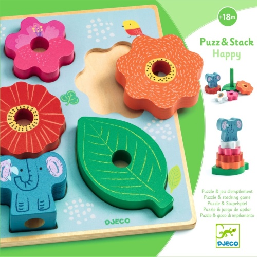 Djeco Relief Puzzle - Puzz & Stack Happy DJ01074