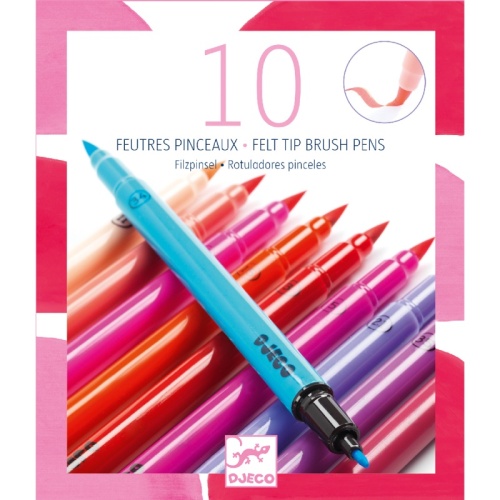 Djeco 10 Pink Felt Tip Brush Pens DJ08802