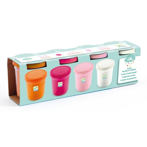 Djeco 4 Tubs of Modelling Dough Sweet Colours DJ09026