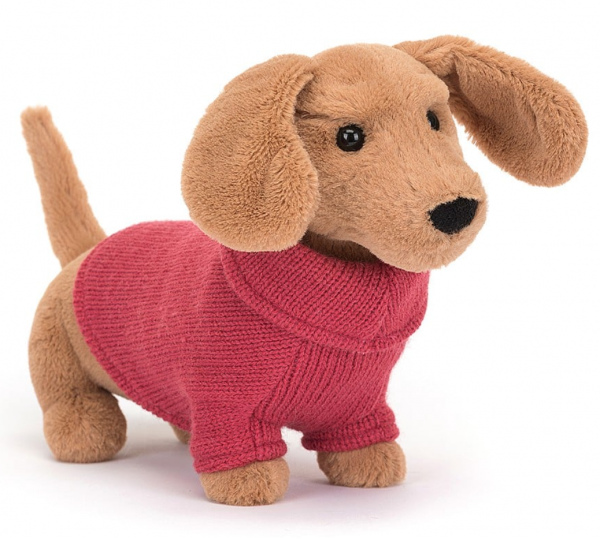 Jellycat Sweater Sausage Dog Pink