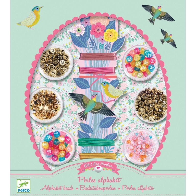 Djeco Little Animals Jewelry Kit - 450 Wooden Beads & Animal Charms For Kids Crafting