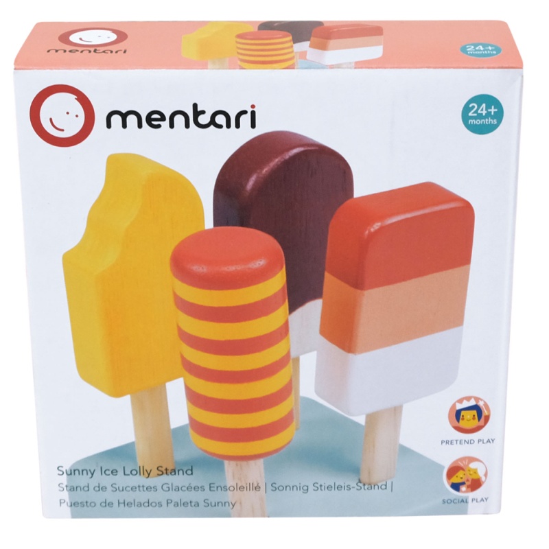 Mentari Giocattolo In Legno – Supporto Con 4 Ghiaccioli Colorati, Giochi Di Ruolo Per Bambini 24+ Mesi